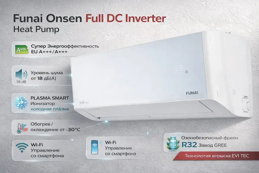 Кондиционер Funai Onsen Full DC Inverter Heat Pump